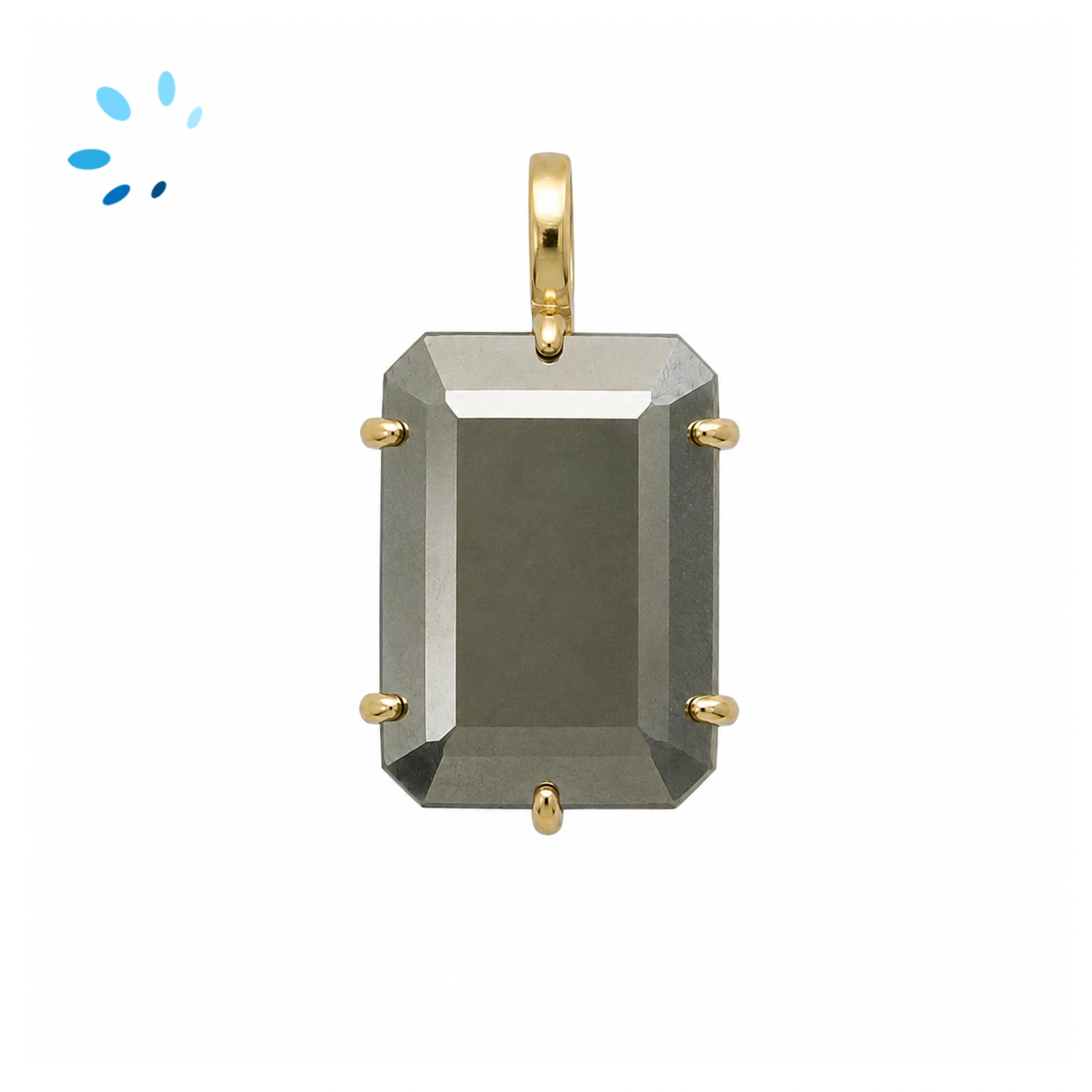 Pyrite Octagon Prong-Set Pendant Charm 18x14mm - 18k  Gold Plated Sterling Silver - 1 Piece