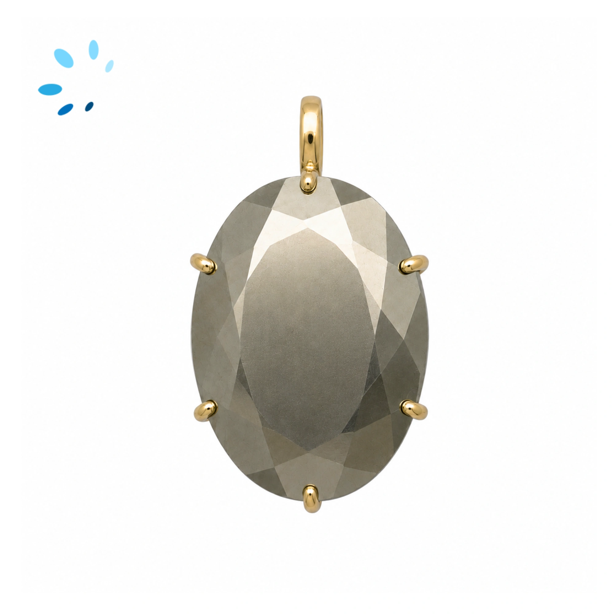 Pyrite Oval Prong-Set Pendant Charm 23x16mm - 18k  Gold Plated Sterling Silver - 1 Piece
