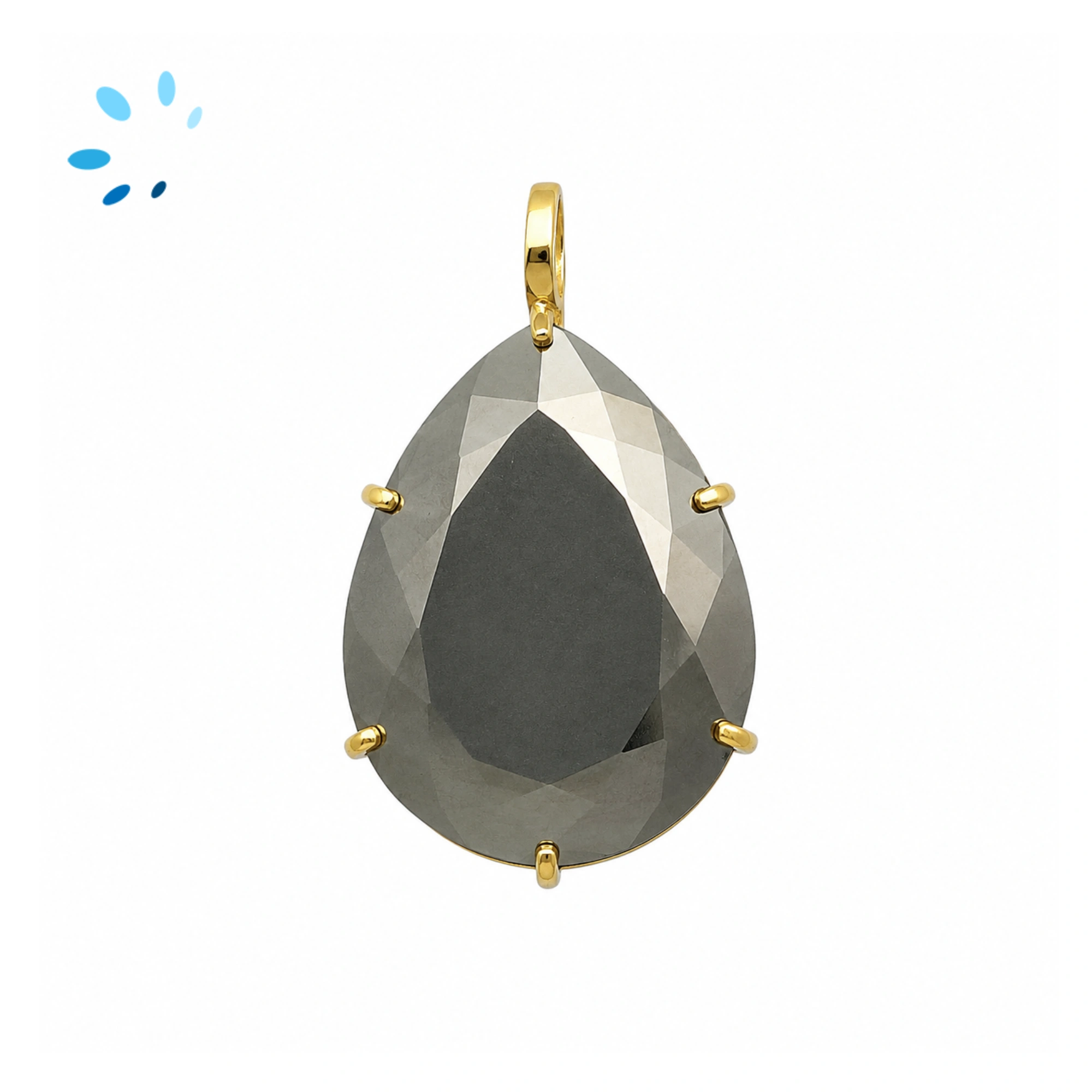 Pyrite Pear Prong-Set Pendant Charm 26x20mm - 18k  Gold Plated Sterling Silver - 1 Piece