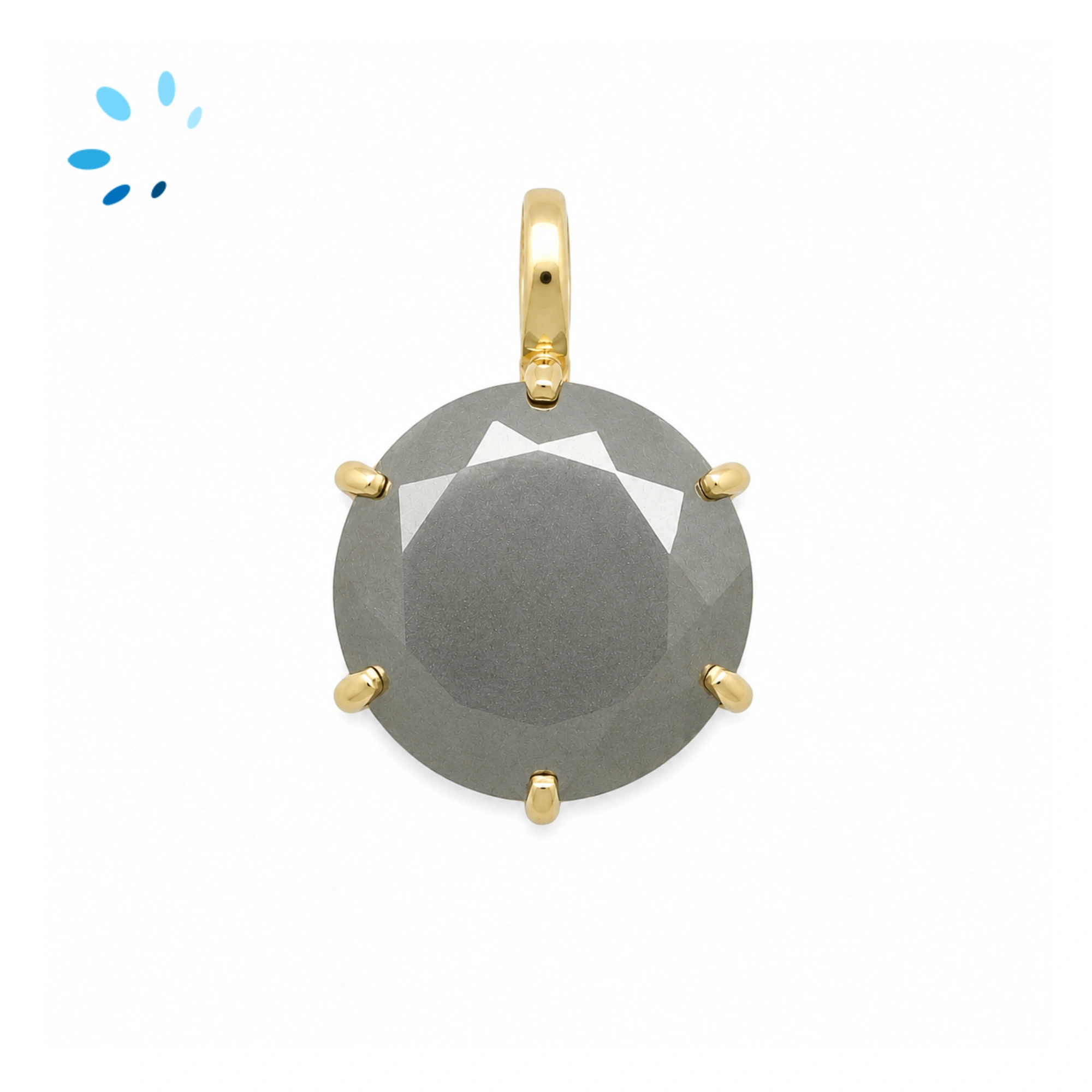 Pyrite Round Prong-Set Pendant Charm 15mm - 18k  Gold Plated Sterling Silver - 1 Piece
