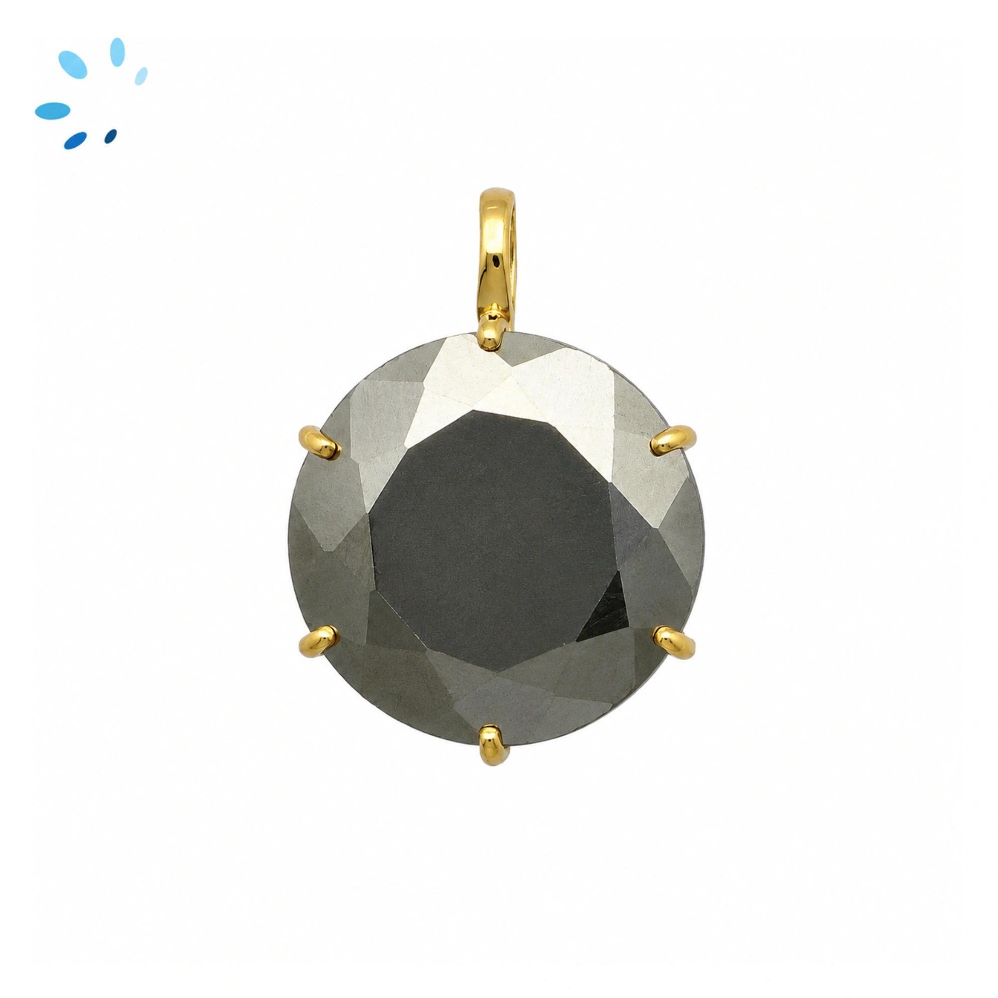 Pyrite Round Prong-Set Pendant Charm 19mm - 18k  Gold Plated Sterling Silver - 1 Piece
