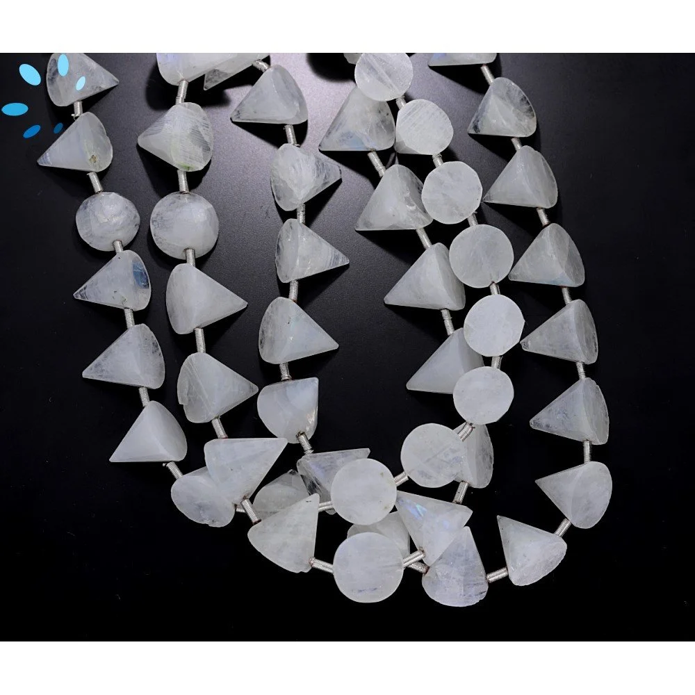 Rainbow Moonstone Faceted Cone Top Drilled Beads 9x6mm - 8 Inch Strand
