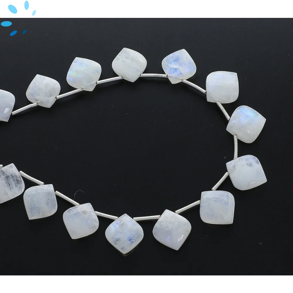 Rainbow Moonstone Faceted Fancy Shape Top Drilled Beads 11x9mm - 8 Inch Strand