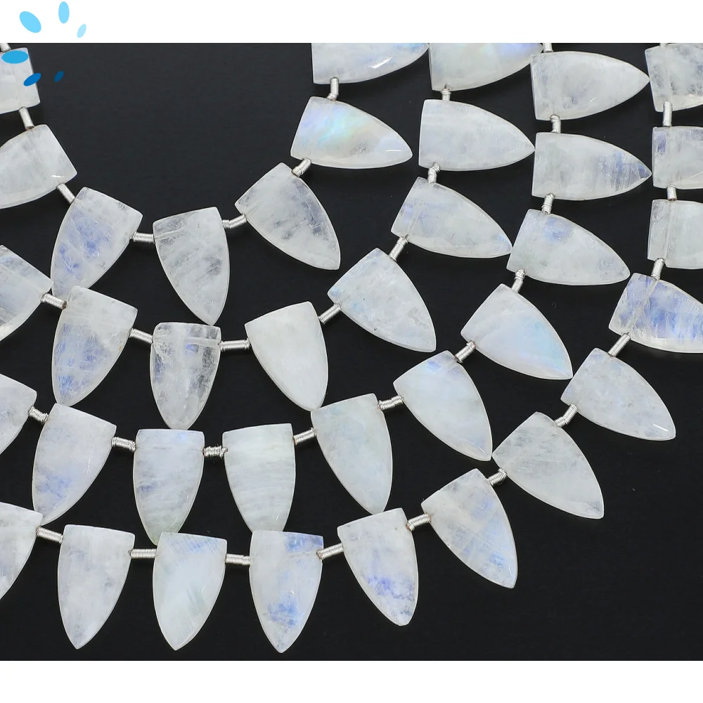 Rainbow Moonstone Faceted Half Marquise Top Drilled Beads 13x8 - 16x9mm - 8 Inch Strand
