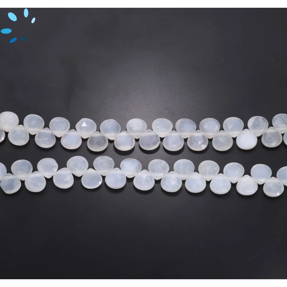 Rainbow Moonstone Faceted Heart Top Drilled Beads 6mm - 8 Inch Strand