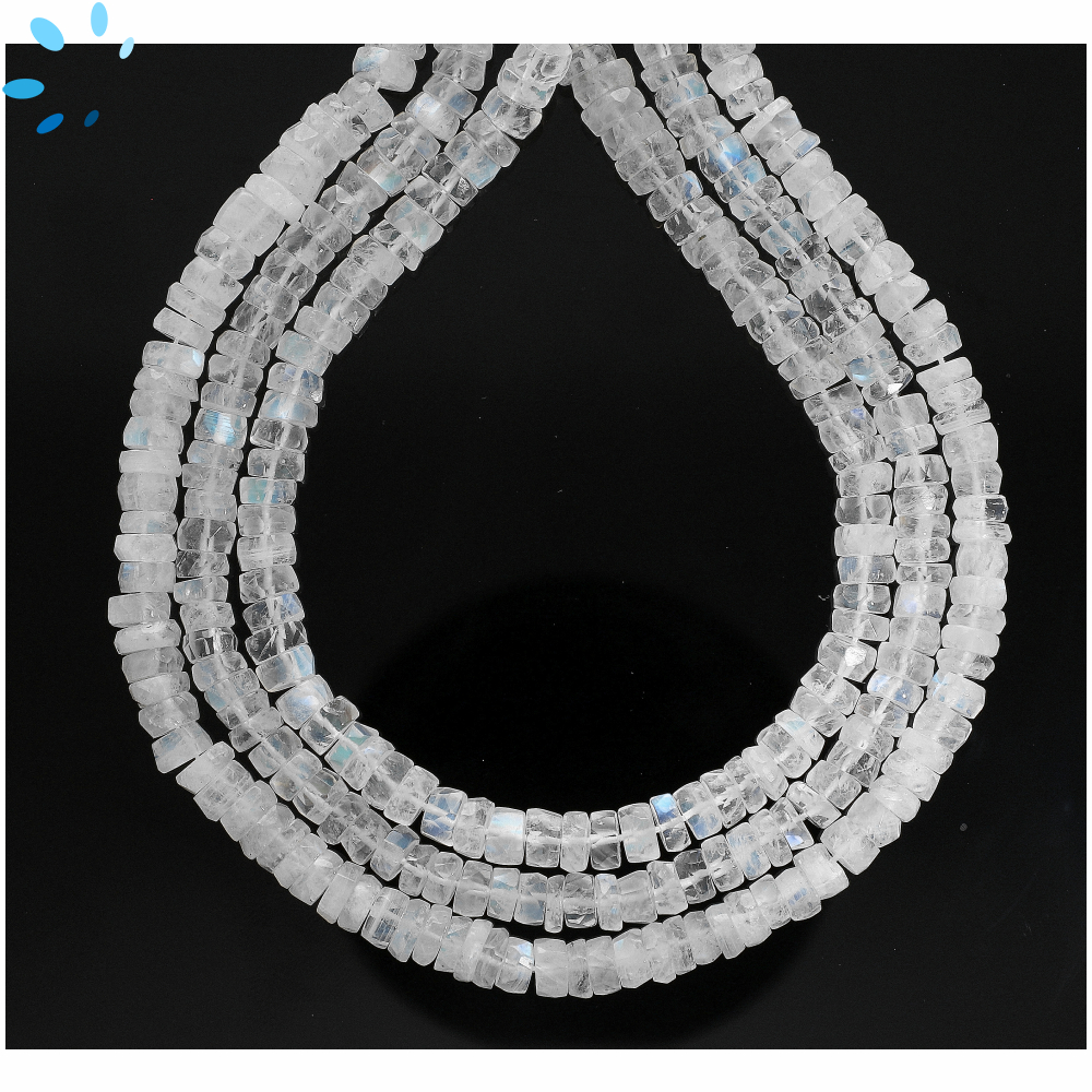 Rainbow Moonstone Faceted Heishi Center Drilled Beads 5mm - 14 Inch Strand