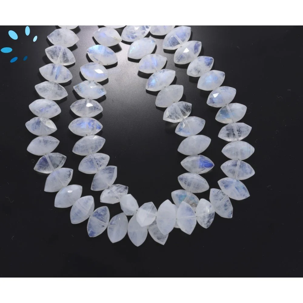 Rainbow Moonstone Faceted Marquise Center Drilled Beads 11x6mm - 8 Inch Strand