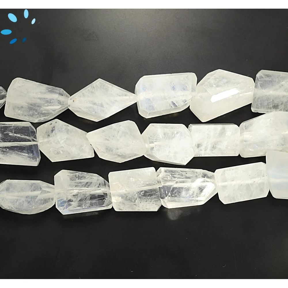 Rainbow Moonstone Faceted Nuggets Top to Bottom Drilled Beads 10x7 - 12x8mm - 14 Inch Strand