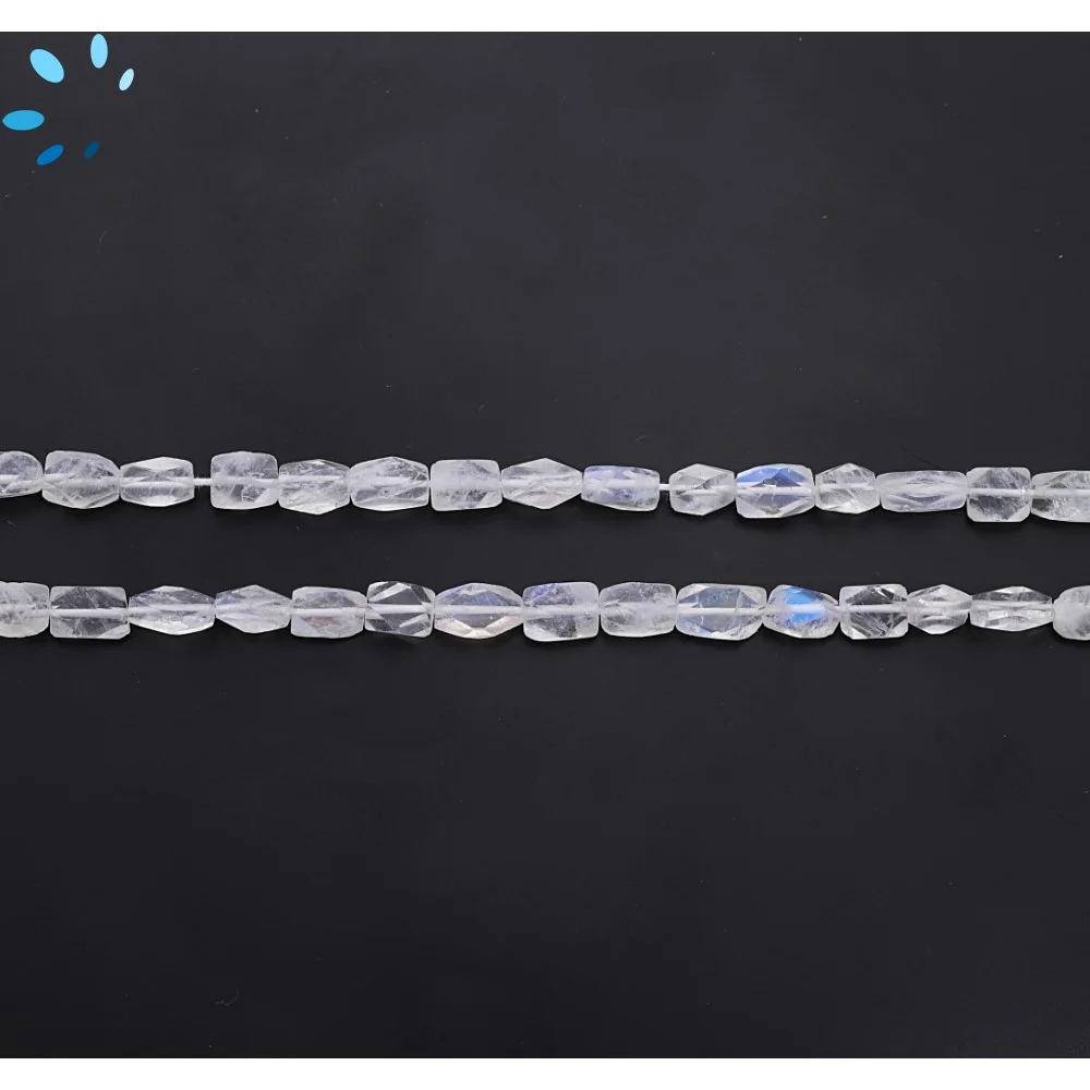 Rainbow Moonstone Faceted Rectangle Top to Bottom Drilled Beads 7x5mm - 14 Inch Strand