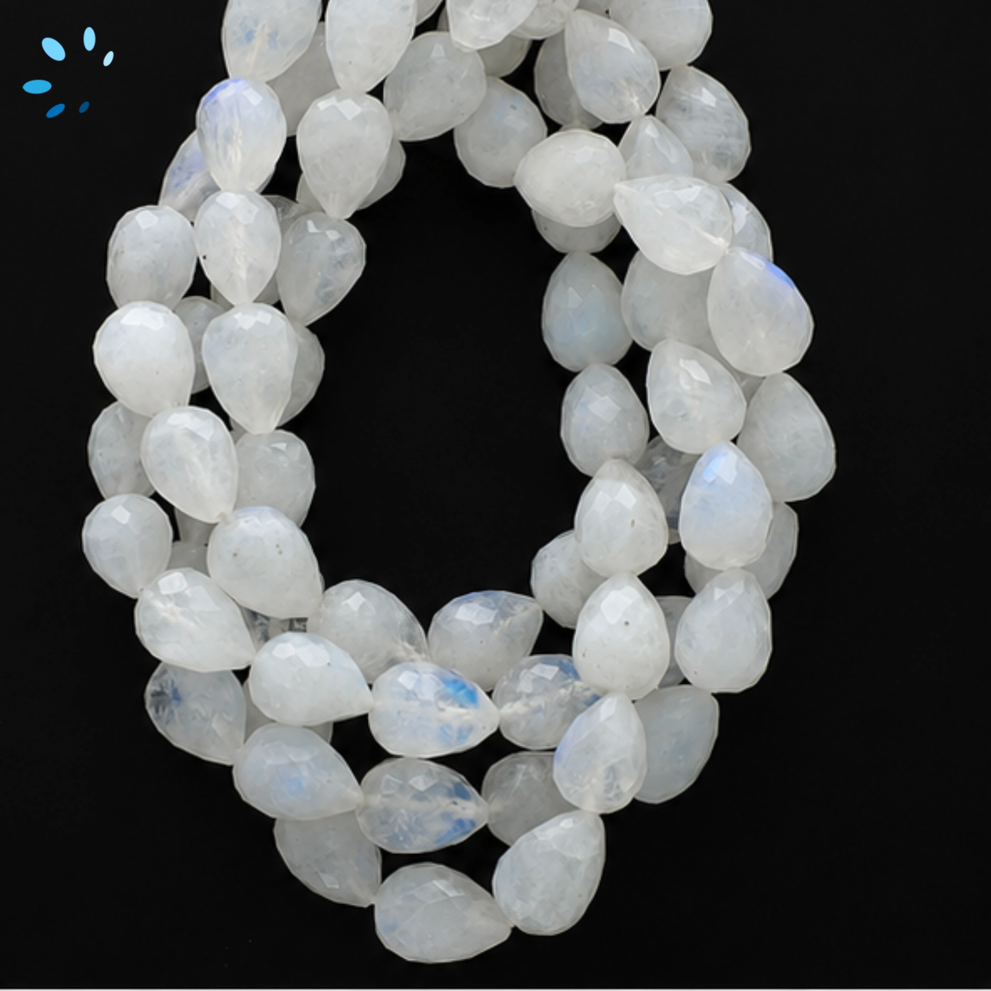 Rainbow Moonstone Faceted Tear Drop Top to Bottom Drilled Beads 10x8mm - 13 Inch Strand