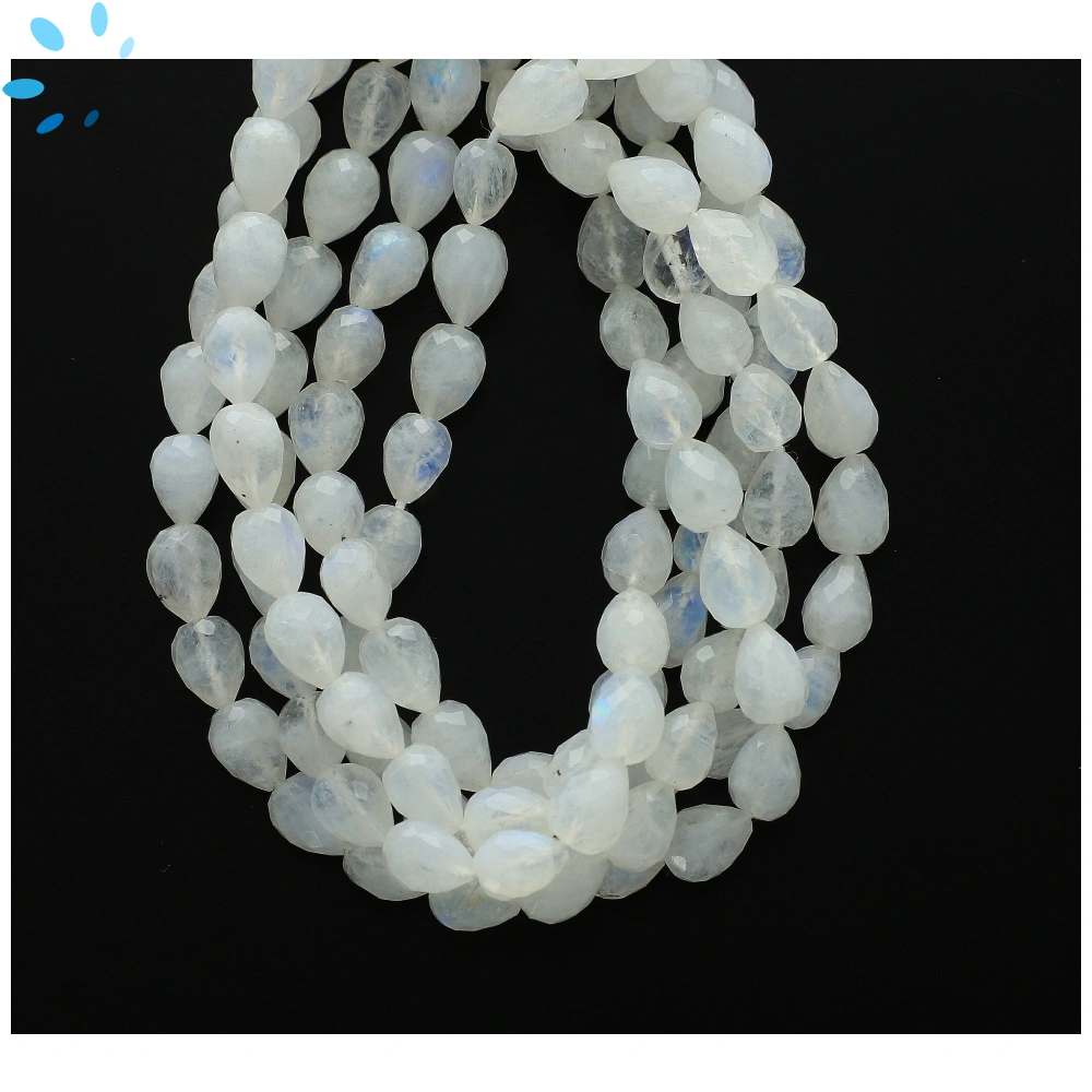 Rainbow Moonstone Faceted Tear Drop Top to Bottom Drilled Beads 9x6mm - 13 Inch Strand