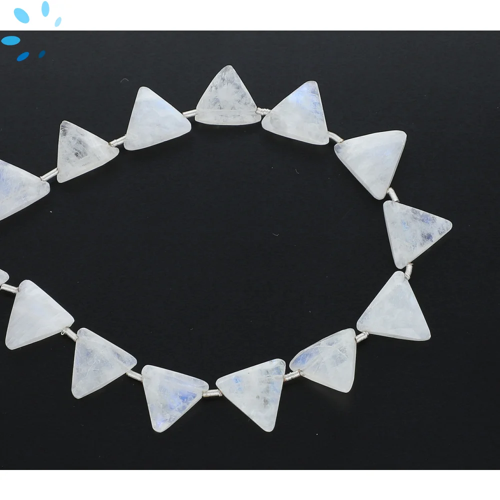 Rainbow Moonstone Faceted Triangle Top Drilled Beads 10x9 - 12x11mm - 8 Inch Strand