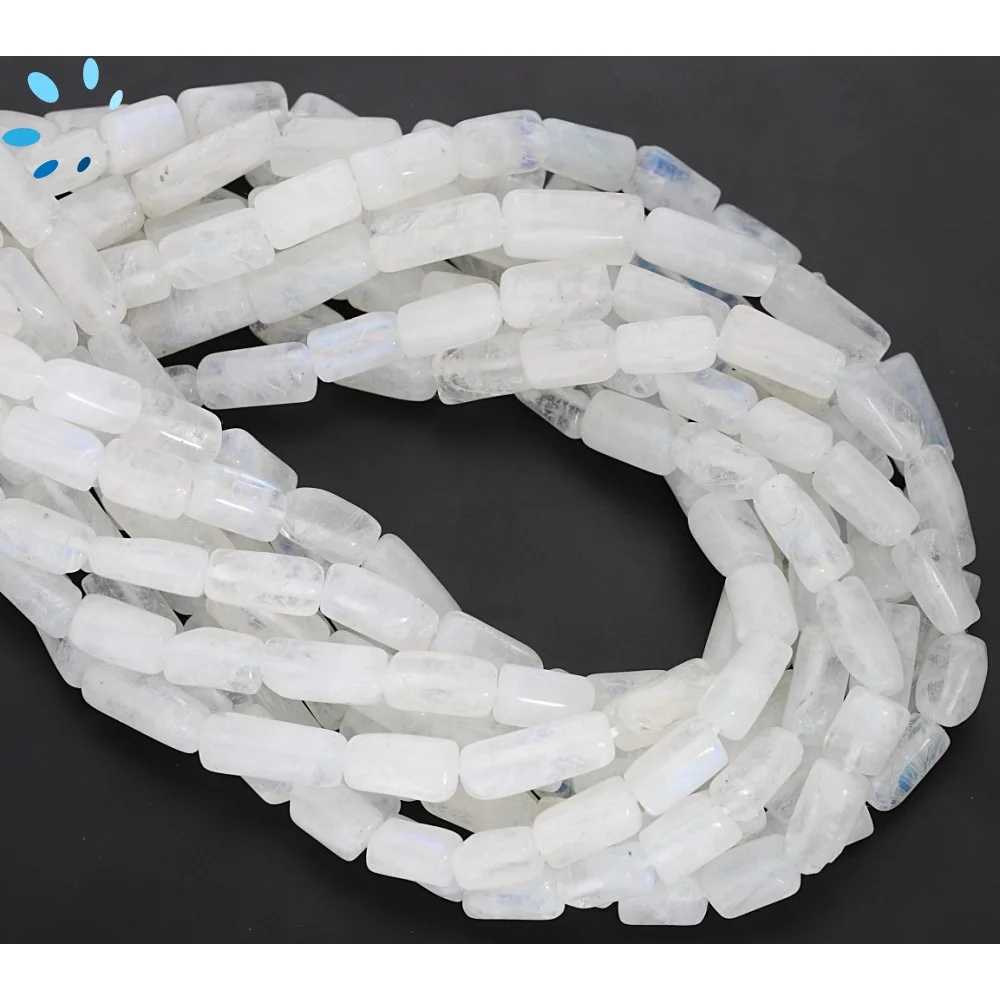 Rainbow Moonstone Faceted Tube Top to Bottom Drilled Beads 9x5mm - 14 Inch Strand