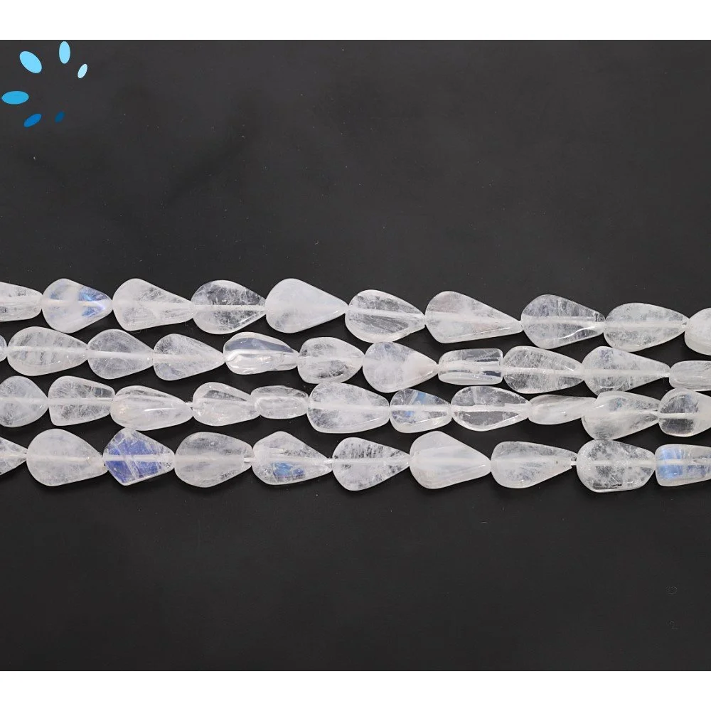 Rainbow Moonstone Smooth Pear Top to Bottom Drilled Beads 8x6 - 10x7mm - 14 Inch Strand