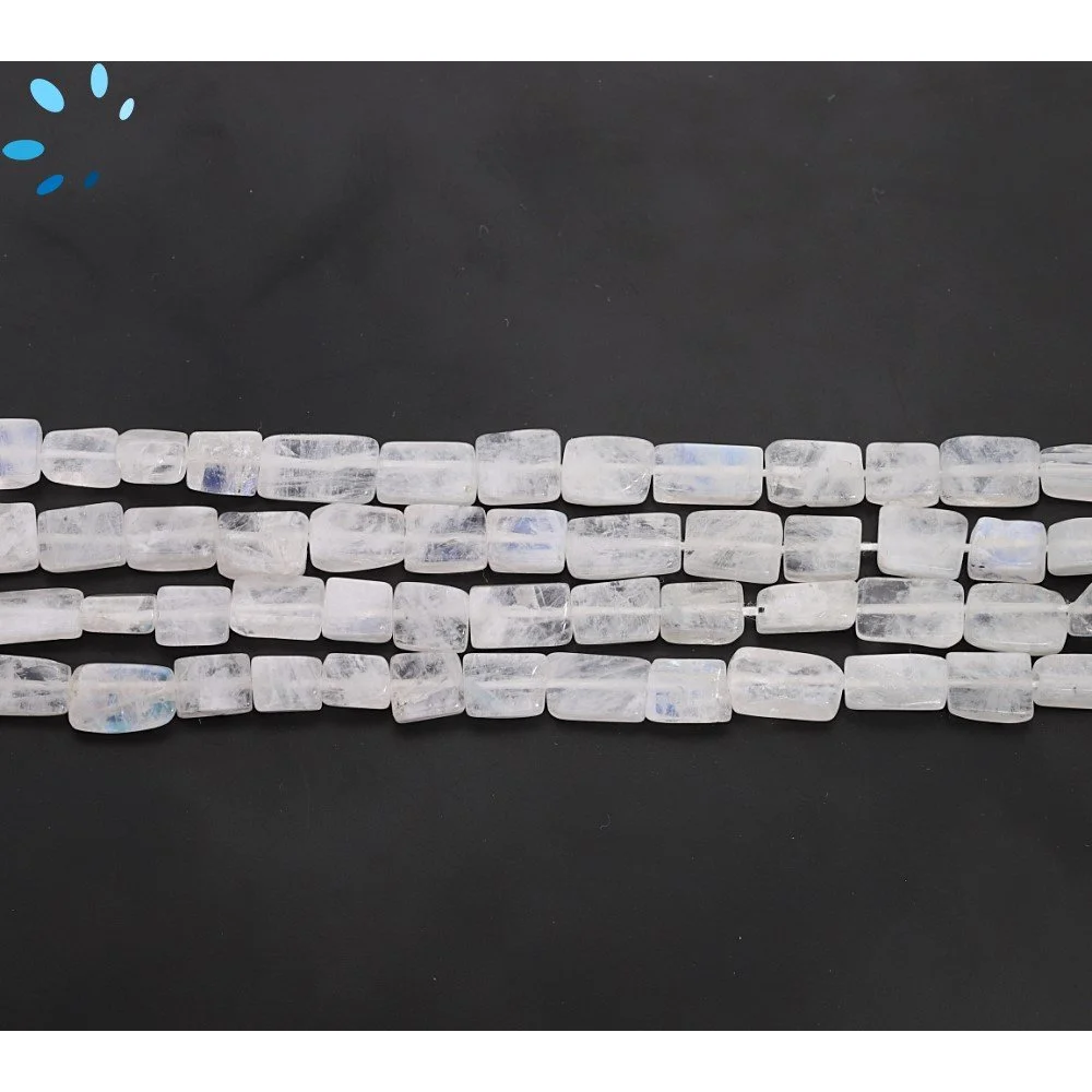 Rainbow Moonstone Smooth Rectangle Top to Bottom Drilled Beads 7x5 - 9x7mm - 14 Inch Strand