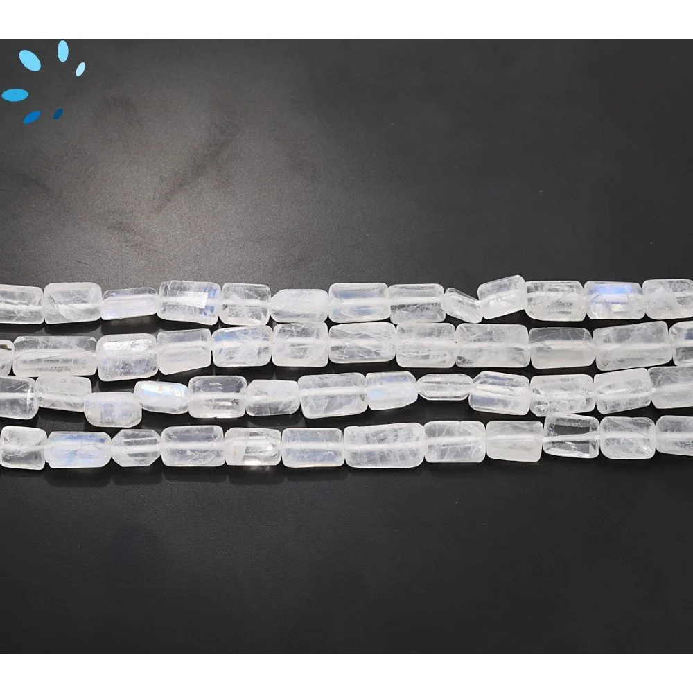 Rainbow Moonstone Smooth Rectangle Top to Bottom Drilled Beads 7x5mm - 14 Inch Strand