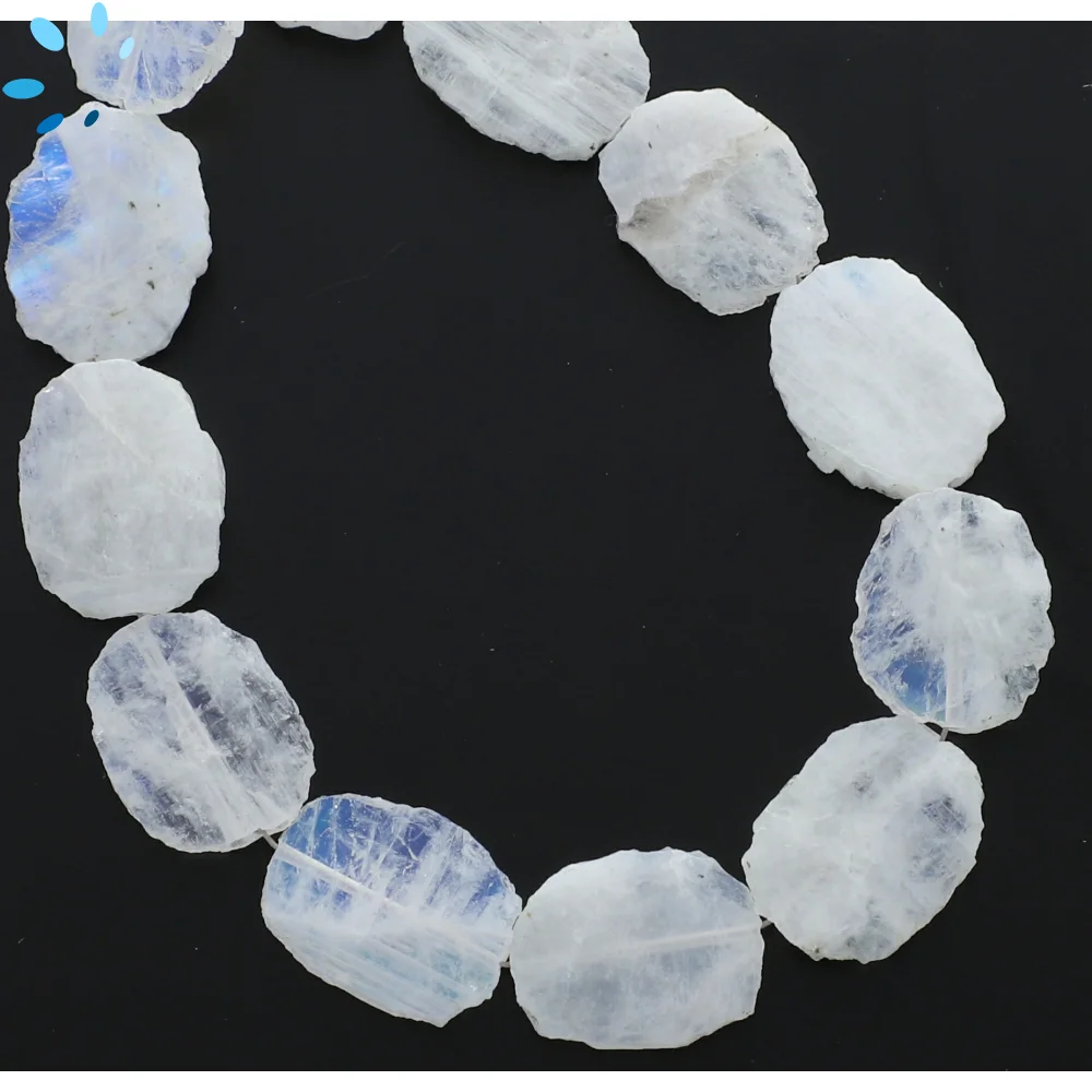 Rainbow Moonstone Smooth Slice Top to Bottom Drilled Beads 16x13 - 18x14mm - 8 Inch Strand