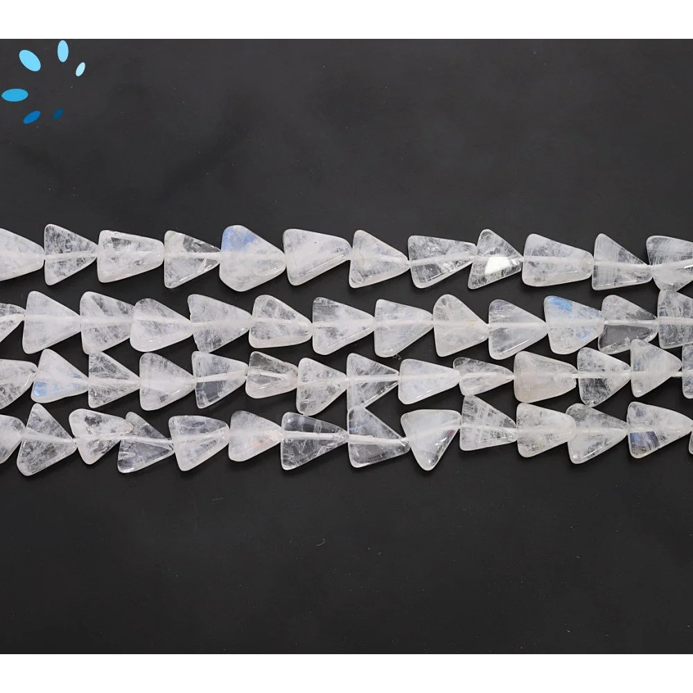 Rainbow Moonstone Smooth Triangle Top to Bottom Drilled Beads 7x5 - 9x7mm - 14 Inch Strand