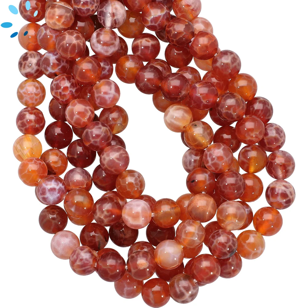 Red Fire Agate Smooth Round Beads 8mm - 14 Inch Strand