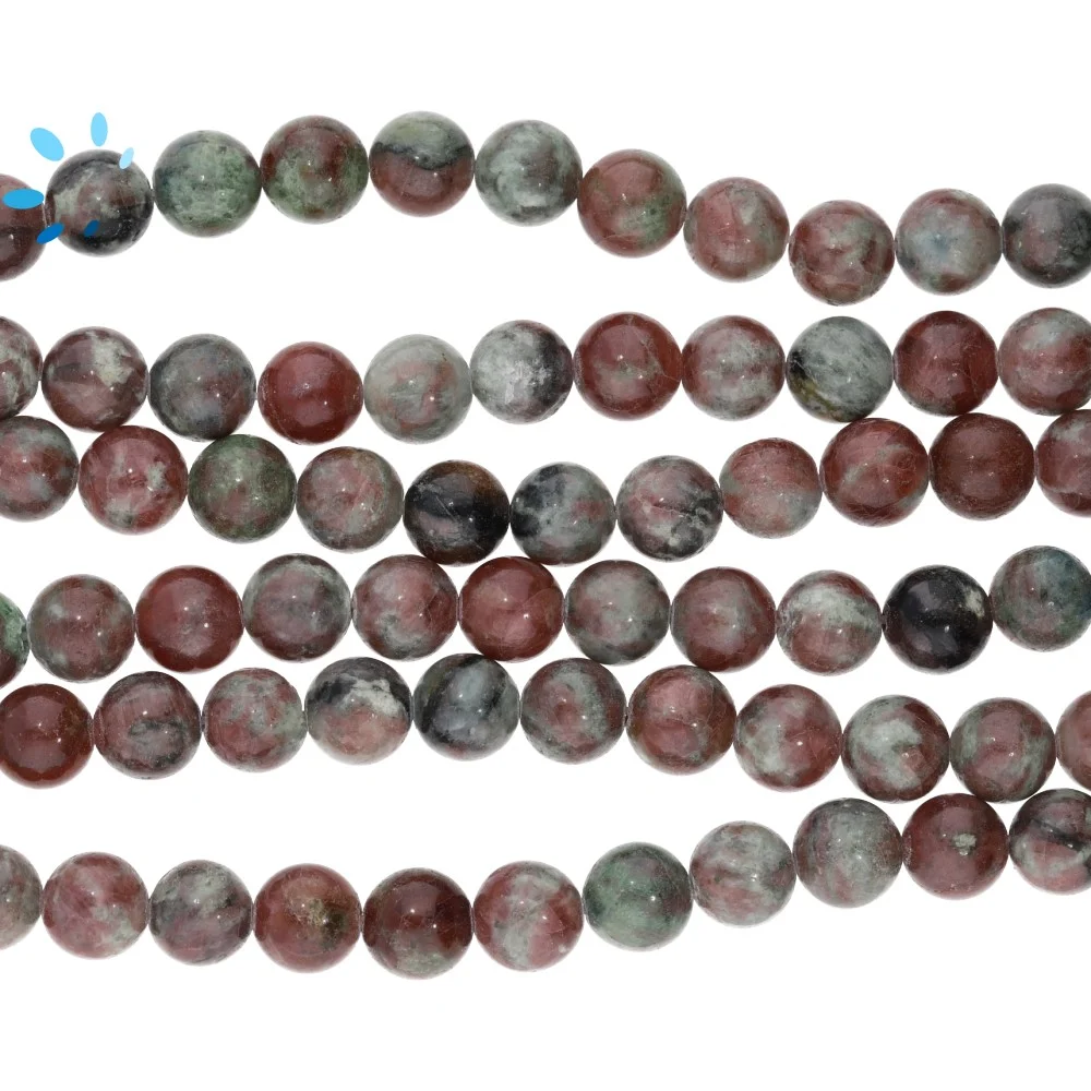 Red Green Garnet Smooth Round Beads 8mm - 14 Inch Strand
