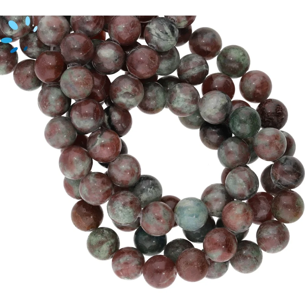 Red Green Garnet Smooth Round Top to Bottom Drilled Beads 8mm - 14 Inch Strand