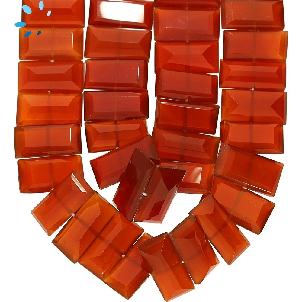 Red Onyx Faceted Rectangle Center Drilled Beads 14x7 - 16x9mm - 8 Inch Strand