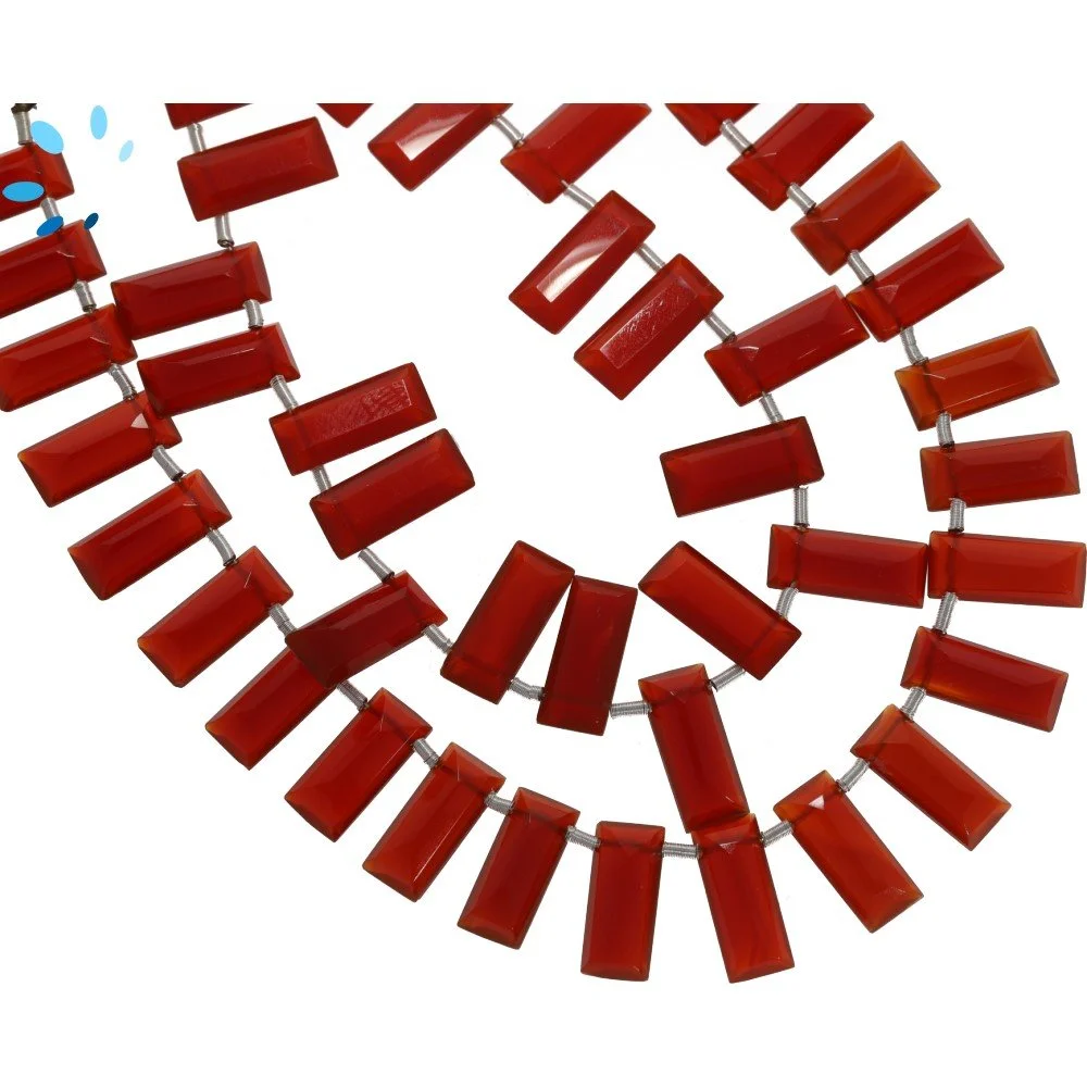 Red Onyx Faceted Rectangle Top Drilled Beads 13x5mm - 8 Inch Strand