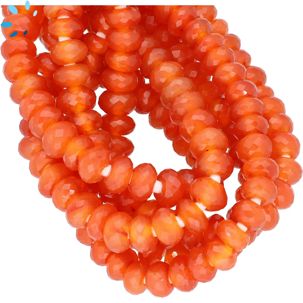 Red Onyx Faceted Rondelle Center Drilled Beads 9mm - 8 Inch Strand