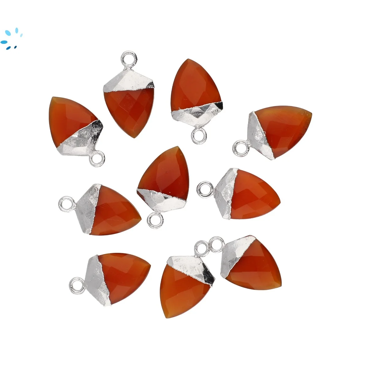 Red Onyx Shield Pendant Charm 12x10 - 14x12mm Silver Electroplated - Set of 4