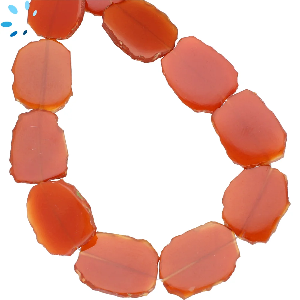 Red Onyx Smooth Slice Top to Bottom Drilled Beads 16x13 - 18x14mm - 8 Inch Strand
