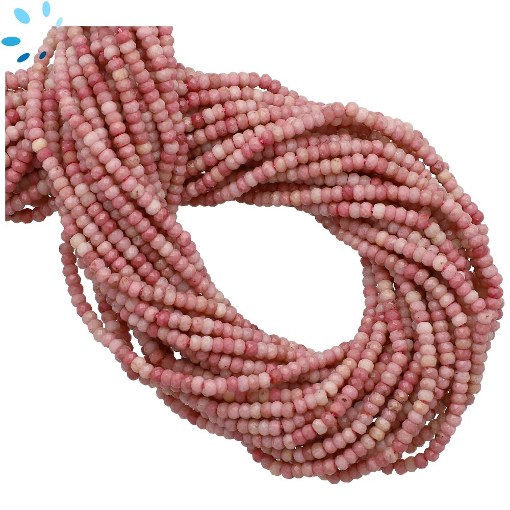 Rhodonite Micro Faceted Rondelle Center Drilled Beads 3mm - 13 Inch Strand