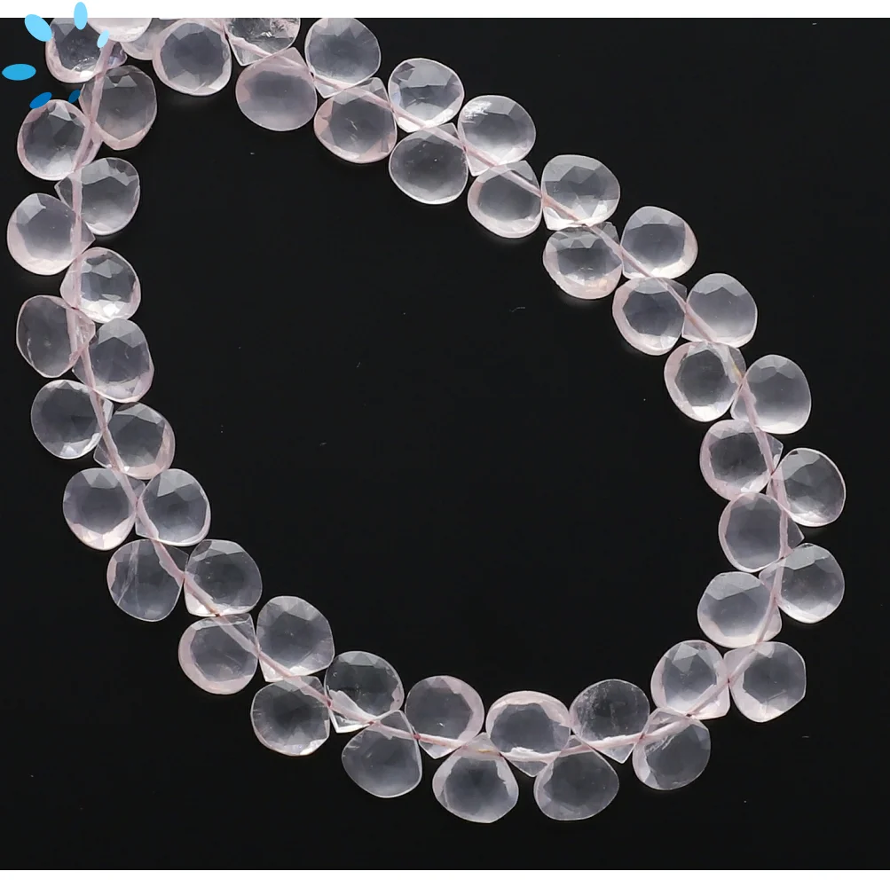 Rose Quartz Faceted Heart Top Drilled Beads 6mm - 8 Inch Strand