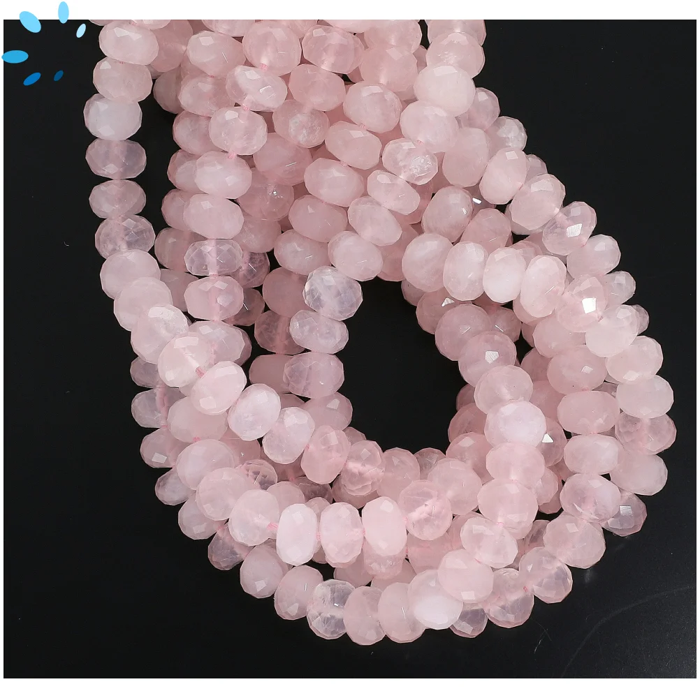 Rose Quartz Faceted Rondelle Center Drilled Beads 6mm - 14 Inch Strand