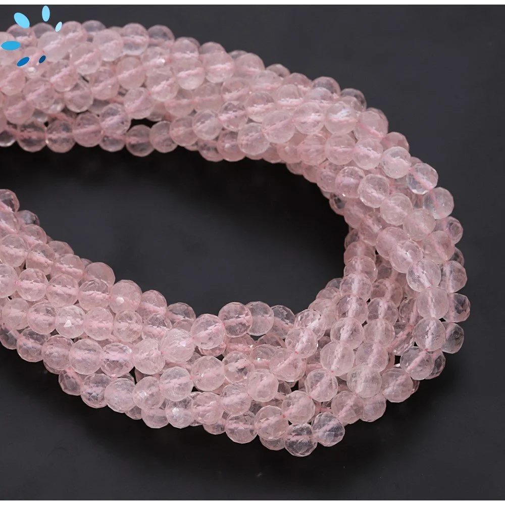 Rose Quartz Faceted Round Beads 4-5mm - 13 Inch Strand