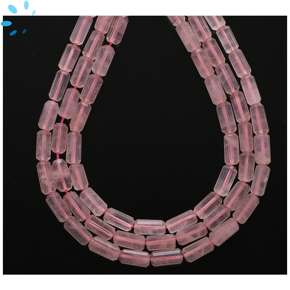 Rose Quartz Faceted Tube Top to Bottom Drilled Beads 10x5mm - 13 Inch Strand