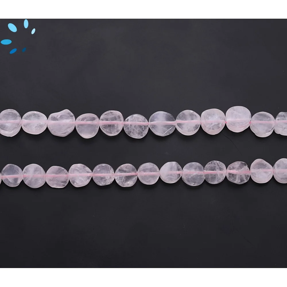 Rose Quartz Smooth Coin Top to Bottom Drilled Beads 6mm - 14 Inch Strand