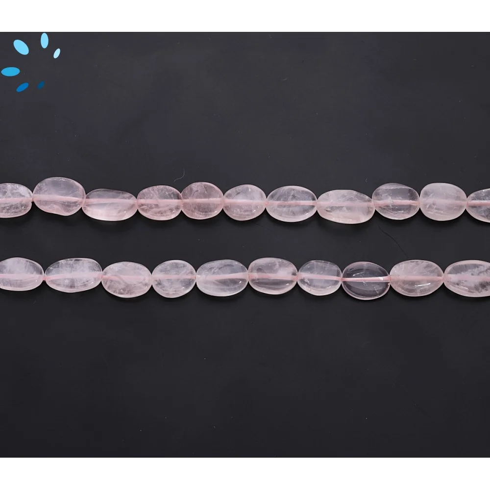 Rose Quartz Smooth Oval Top to Bottom Drilled Beads 8x6 - 10x7mm - 14 Inch Strand