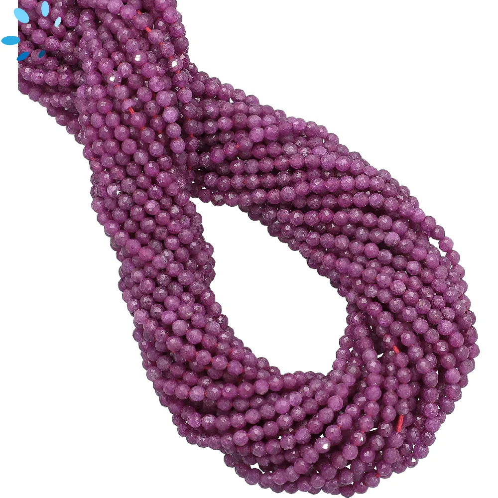 Ruby Faceted Round Beads 2mm - 14 Inch Strand
