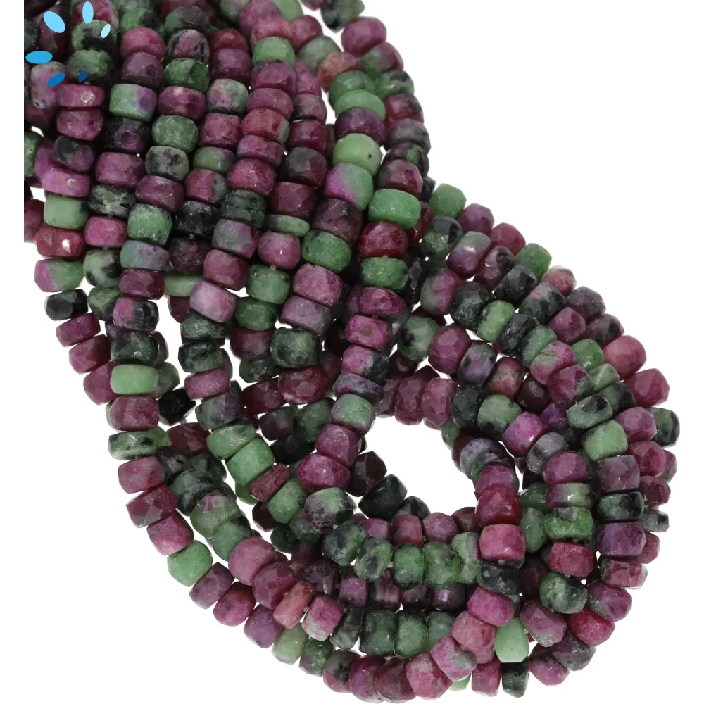 Ruby Zoisite Faceted Rondelle Beads 4mm - 14 Inch Strand