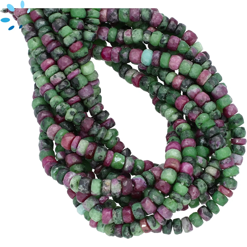 Ruby Zoisite Faceted Rondelle Beads 4mm - 14 Inch Strand