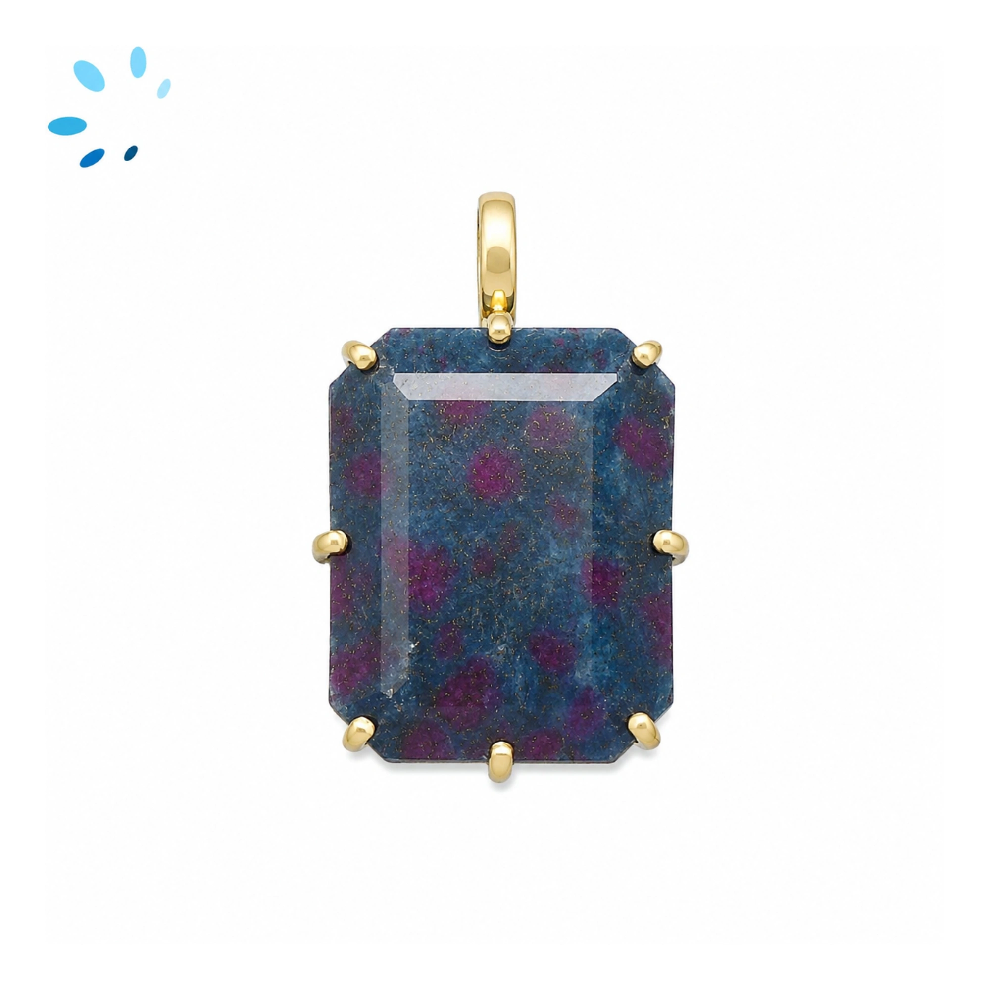 Ruby Zoisite Octagon Prong-Set Pendant Charm 21x17mm - 18k  Gold Plated Sterling Silver - 1 Piece