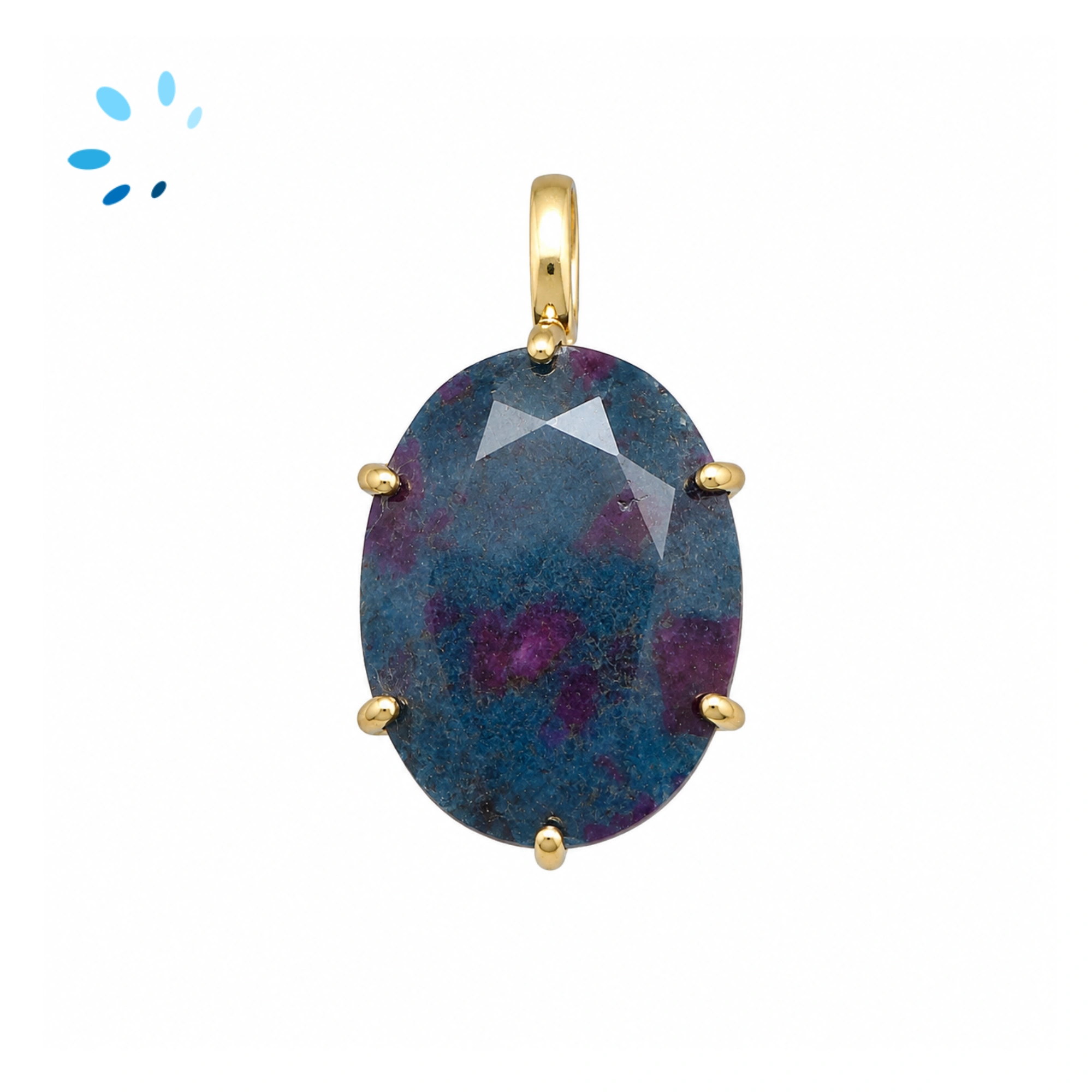 Ruby Zoisite Oval Prong-Set Pendant Charm 20x14mm - 18k  Gold Plated Sterling Silver - 1 Piece