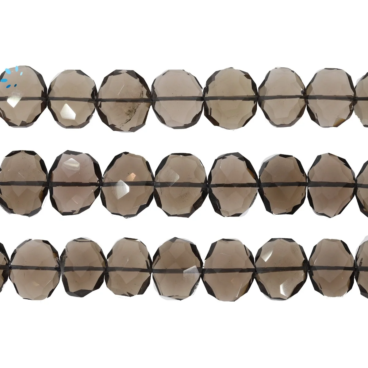 Smoky Quartz Faceted Nuggets Center Drilled Beads 14x10 - 16x12mm - 14 Inch Strand