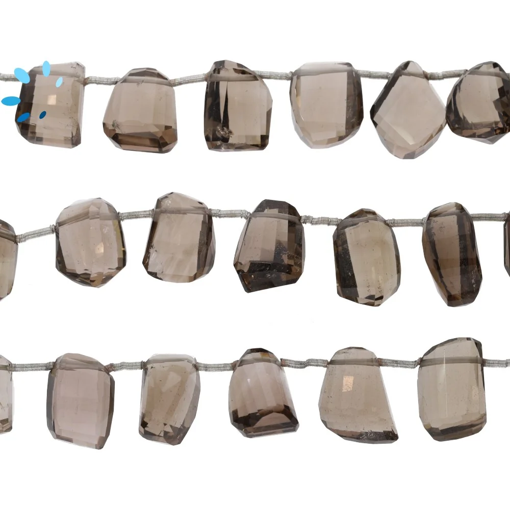 Smoky Quartz Faceted Nuggets Top Drilled Beads 13x10 - 15x12mm - 8 Inch Strand