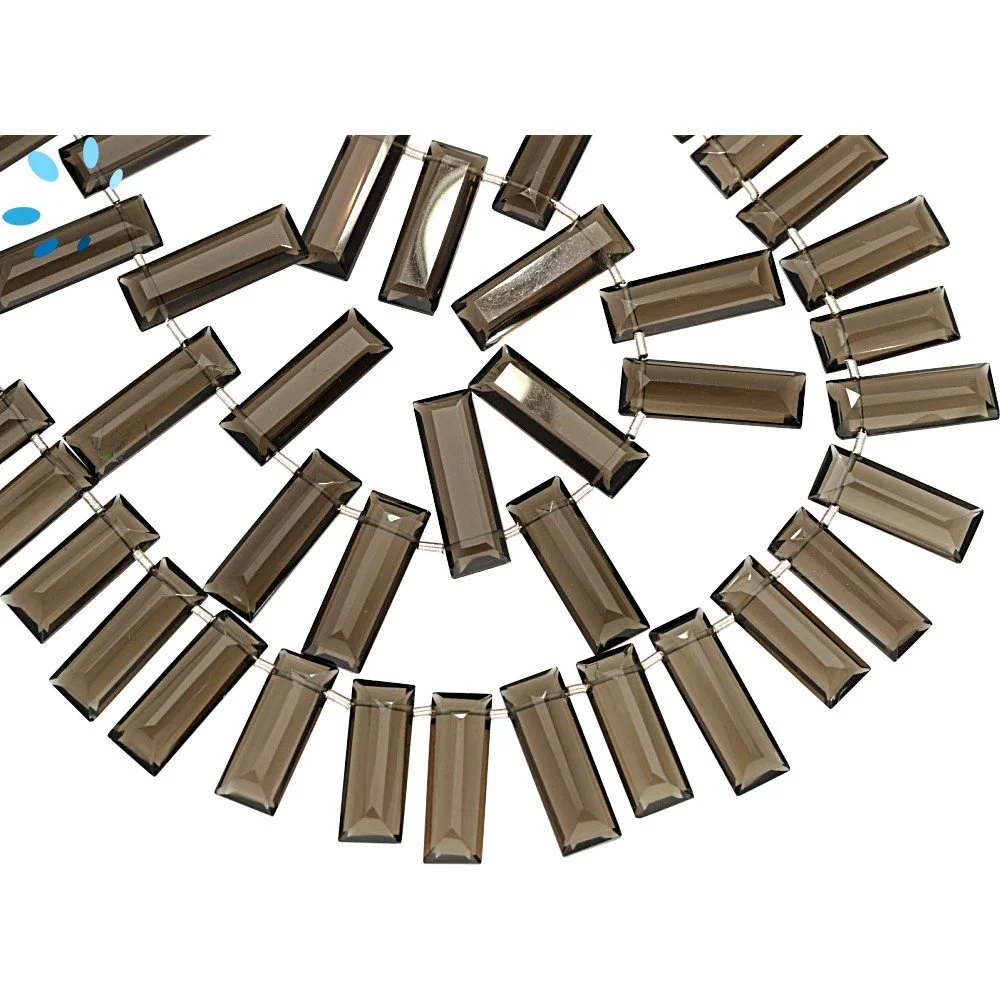Smoky Quartz Faceted Rectangle Top Drilled Beads 20x5 - 22x6mm - 8 Inch Strand