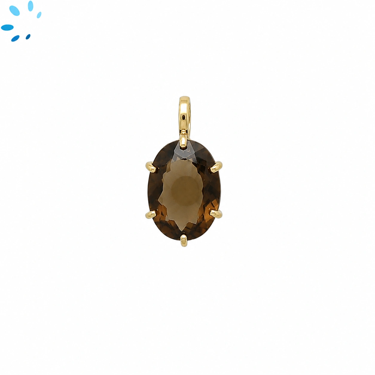 Smoky Quartz Oval Prong-Set Pendant Charm 17x13mm - 18k  Gold Plated Sterling Silver - 1 Piece