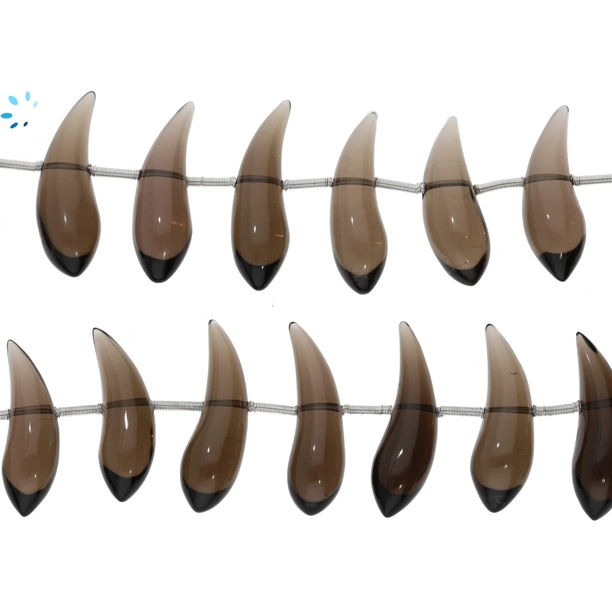 Smoky Quartz Smooth Fancy Shape Center Drilled Beads 19x11 - 21x11mm - 8 Inch Strand
