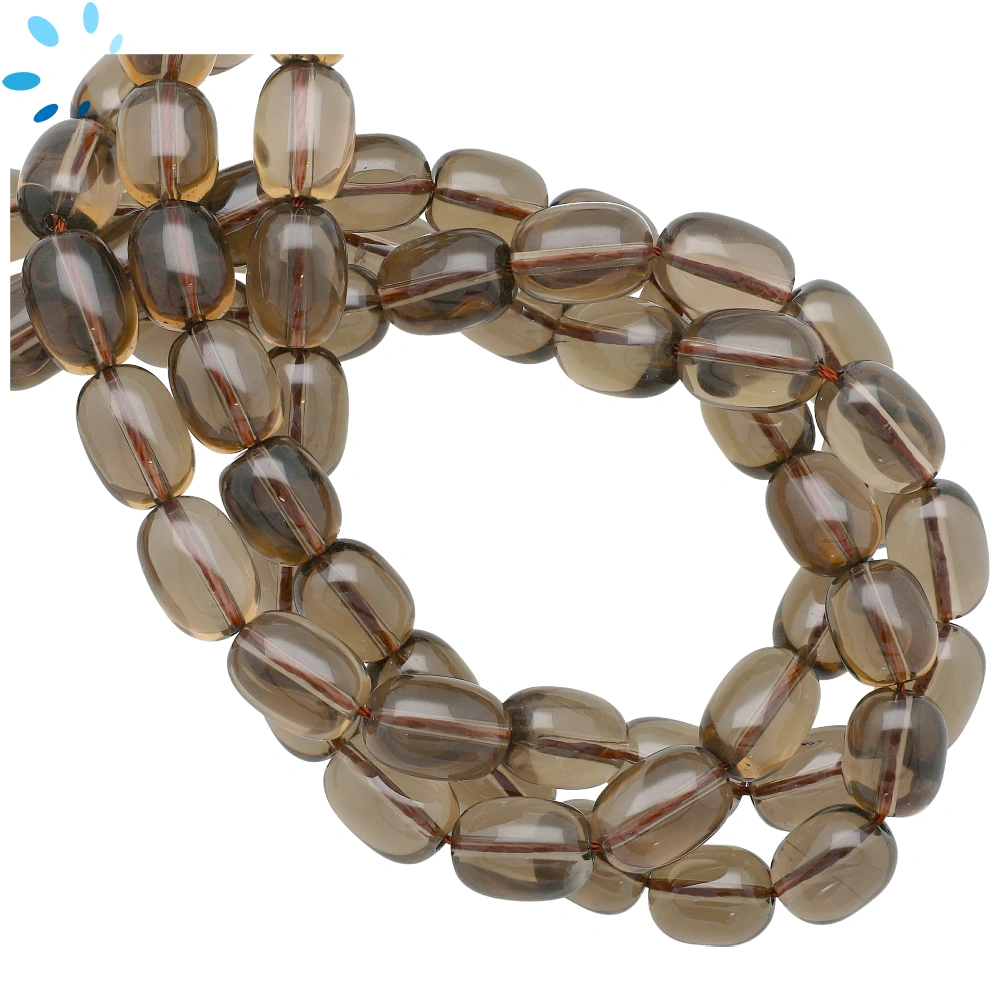 Smoky Quartz Smooth Oval Top to Bottom Drilled Beads 14x10mm - 16 Inch Strand
