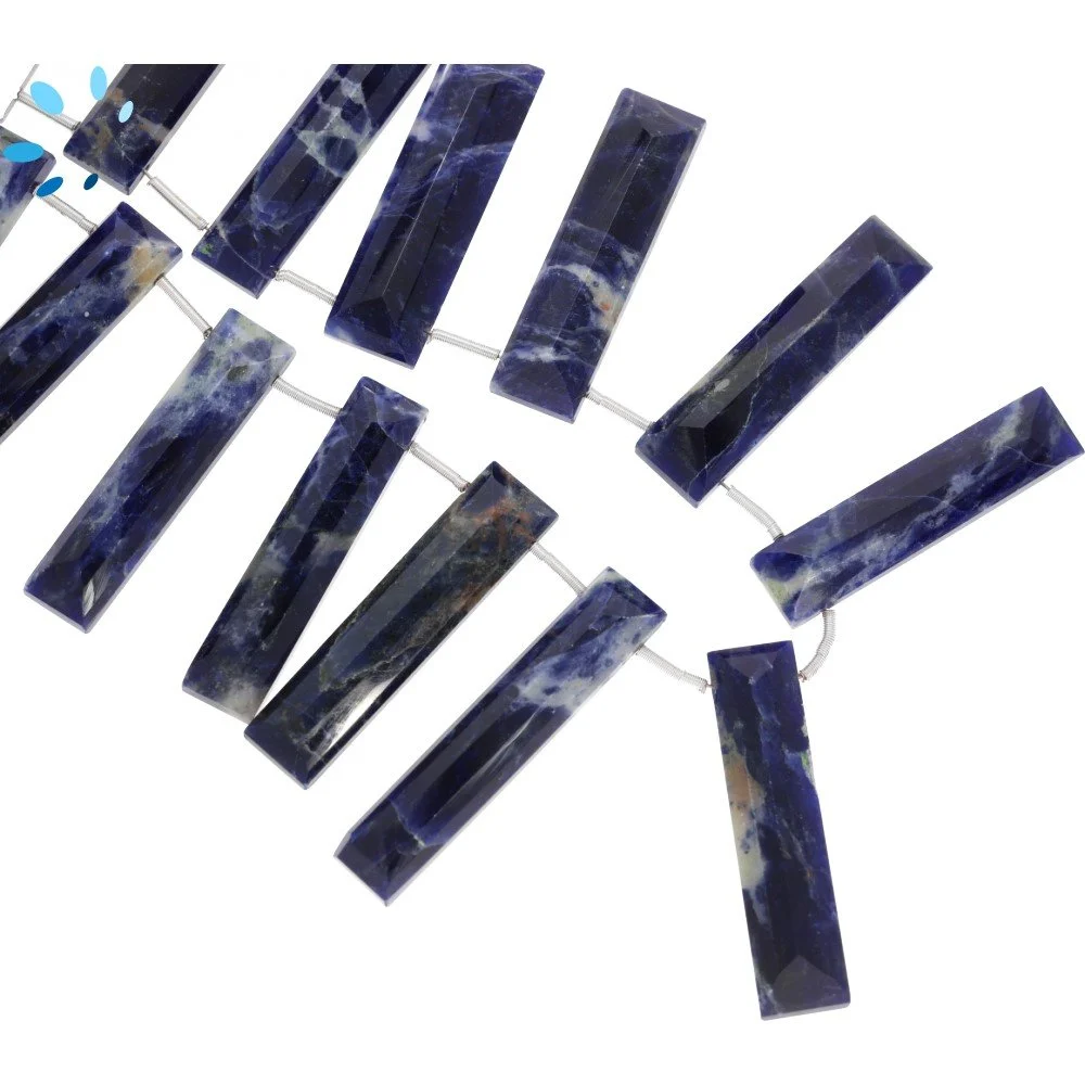 Sodalite Faceted Rectangle Top Drilled Beads 20x5 - 22x6mm - 8 Inch Strand