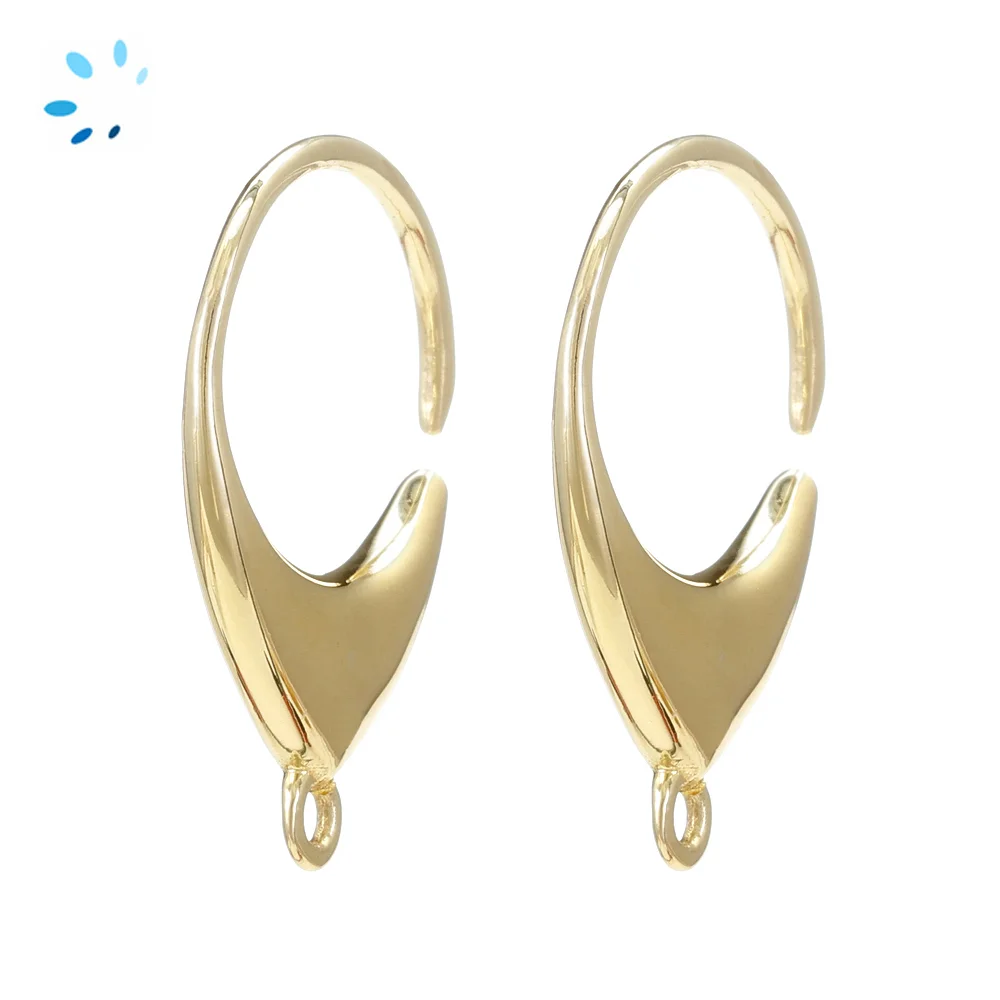 Sterling Silver 18k Gold Plated Curved Abstract Huggie Hoop Earring Finding with Charm Loop - 1 Pair